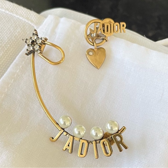 Dior Jewelry - JADIOR Dior pieced logo pearl earring cuff + mix heart dangle logo earring